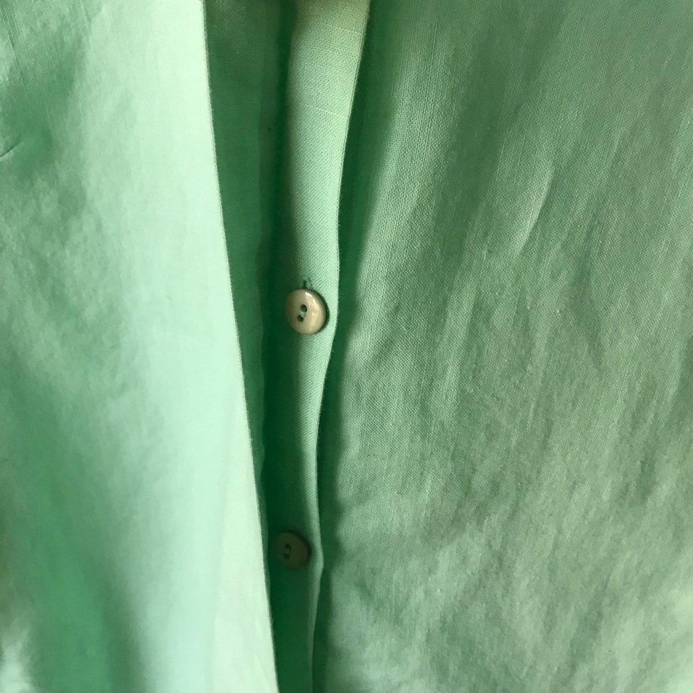 Mint Green Linen Blend Button Down Large - Picture 6 of 9